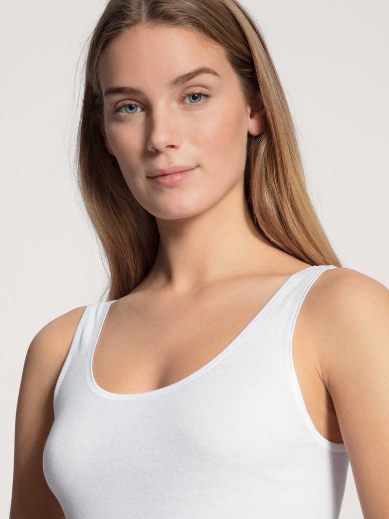 Women Calida Classic Tank Top, Two-pack Underwear White | 165497-PMU