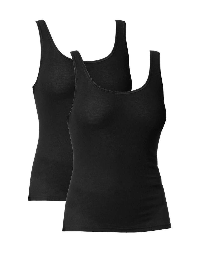 Women Calida Classic Tank Top, Two-pack Underwear Black | 263487-UXK