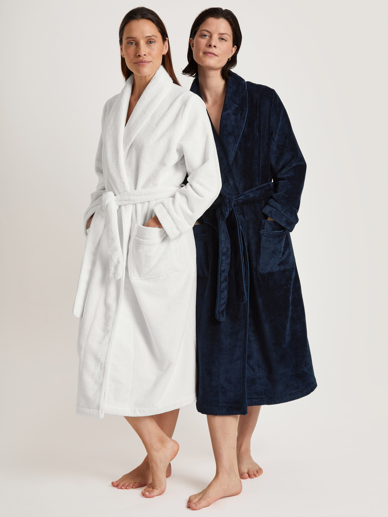 Women Calida Cosy Shower Bathrobe Bathrobes New Dark Lapis Blue | 863274-JQT