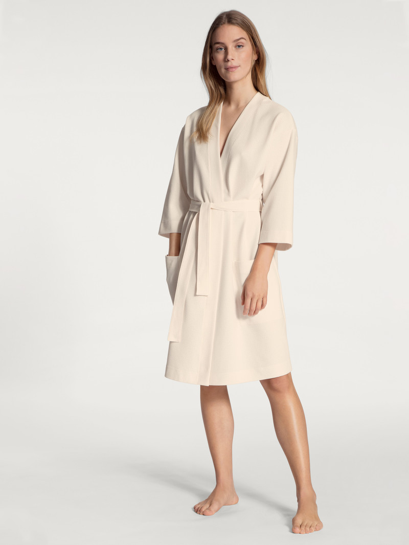 Women Calida Cosy Shower Bathrobe, Length 95cm Bathrobes Leisure White | 348910-EJT