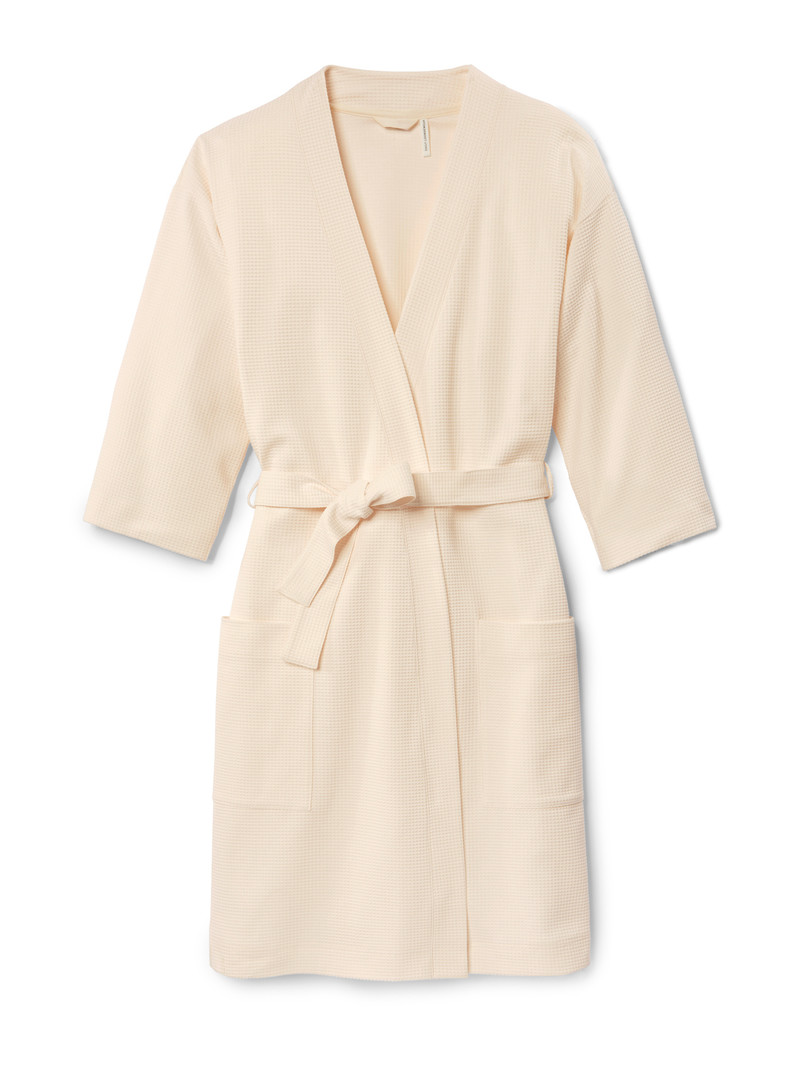 Women Calida Cosy Shower Bathrobe, Length 95cm Bathrobes Leisure White | 348910-EJT