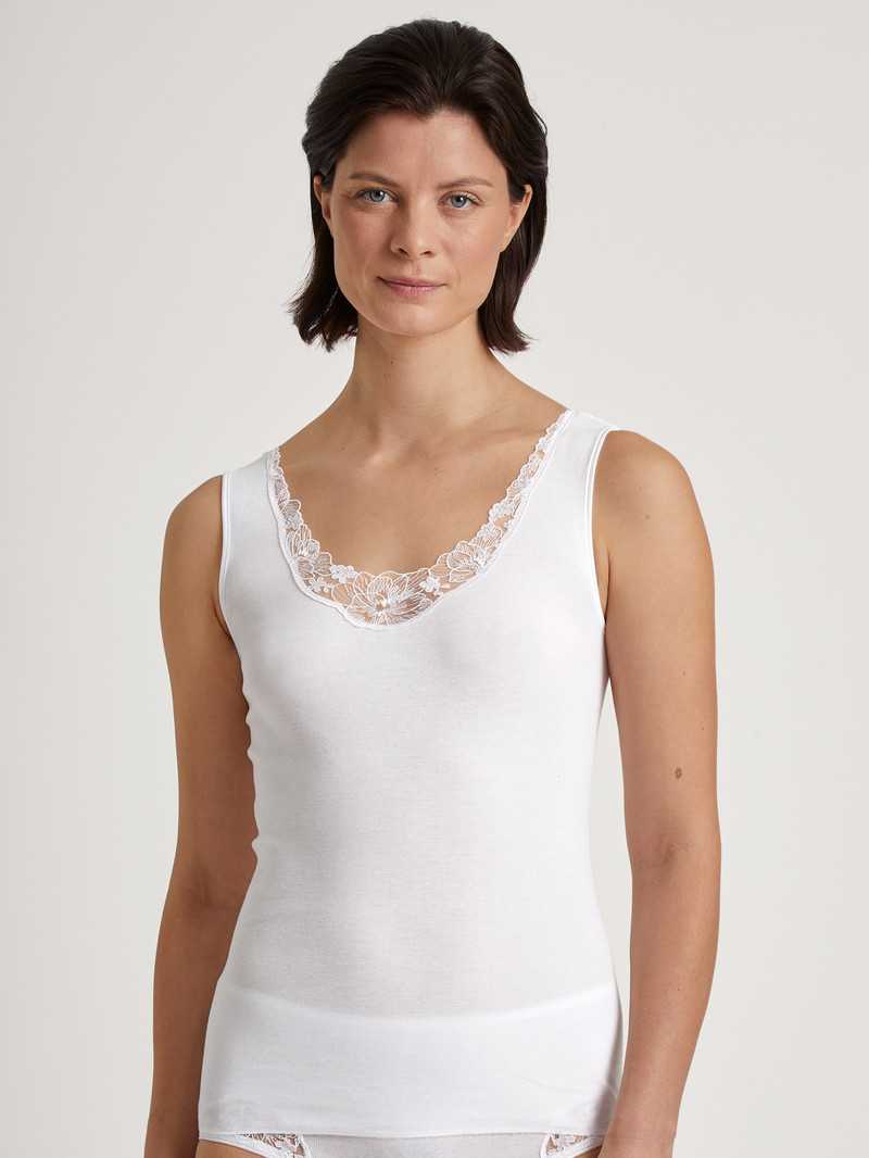 Women Calida Cotton Desire Tank Top Underwear Weiss | 908176-KOF