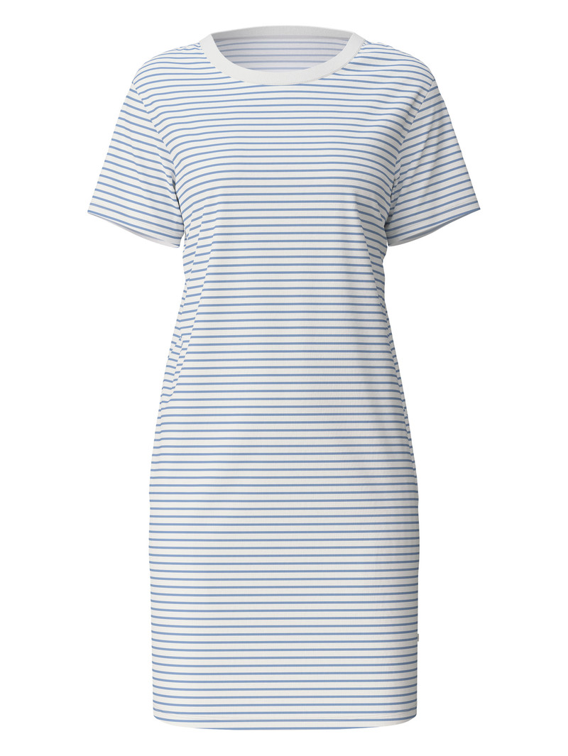 Women Calida Cotton Stripes Nightdress, Length 95 Cm Sleepwear Endless Sky | 418723-YZC