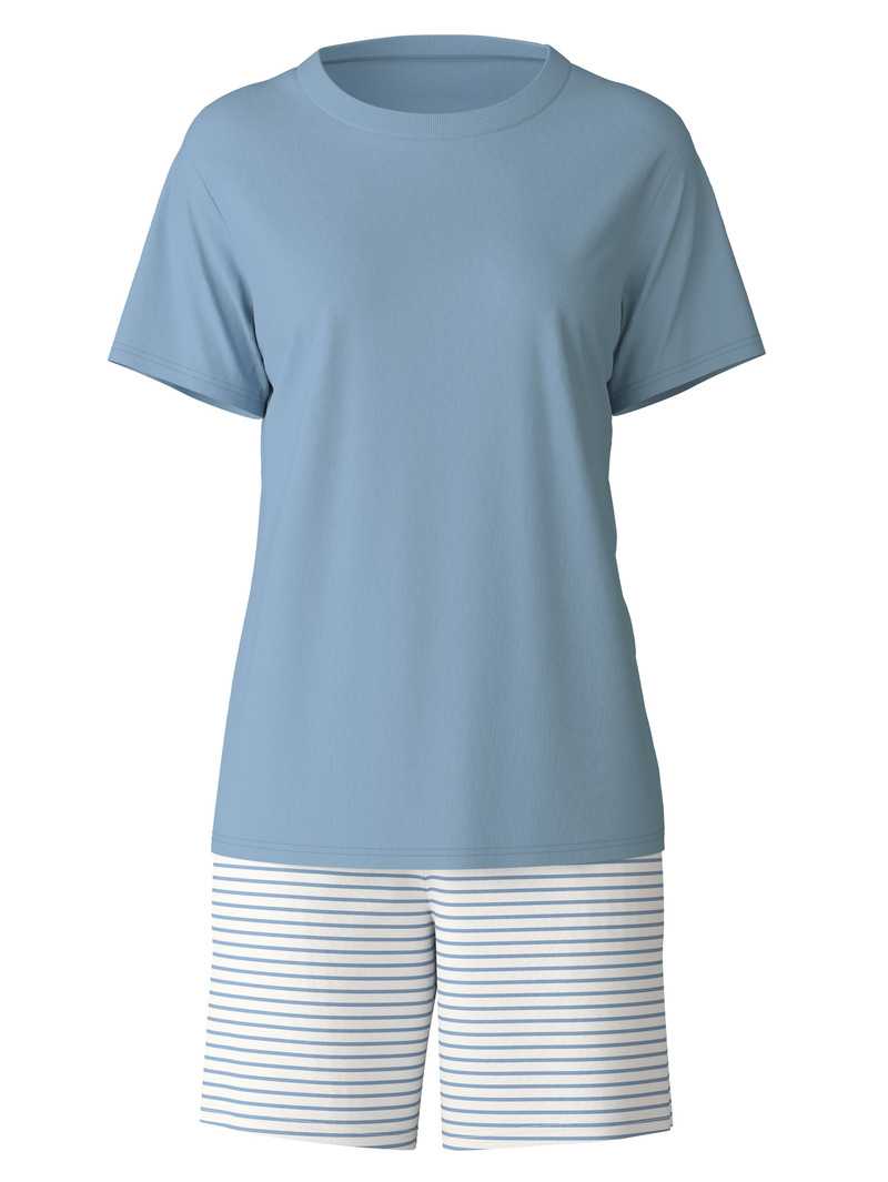 Women Calida Cotton Stripes Short Pyjama Sleepwear Endless Sky | 231876-FAT