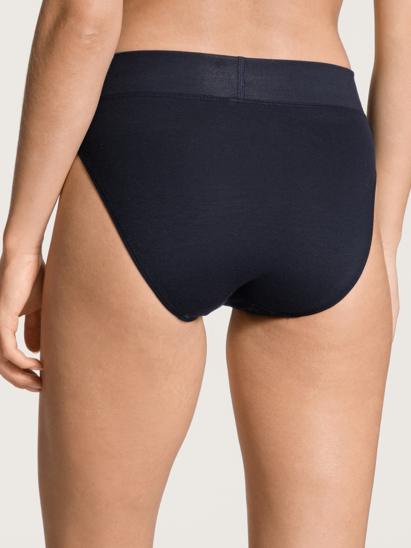 Women Calida Elastic Brief, High Waist Underwear Dark Lapis Blue | 639805-SIE