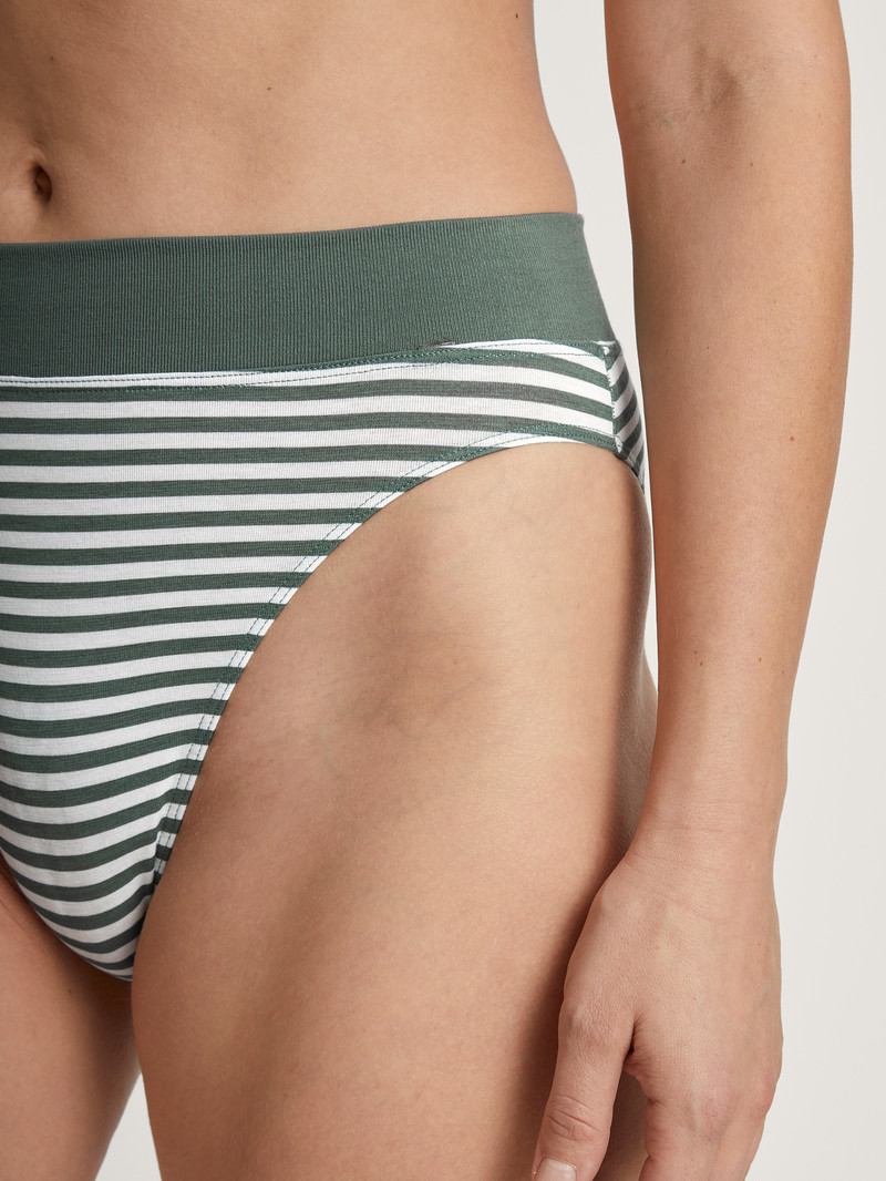 Women Calida Elastic Brief, High Waist Yoga Laurel Green Print | 059246-OLT