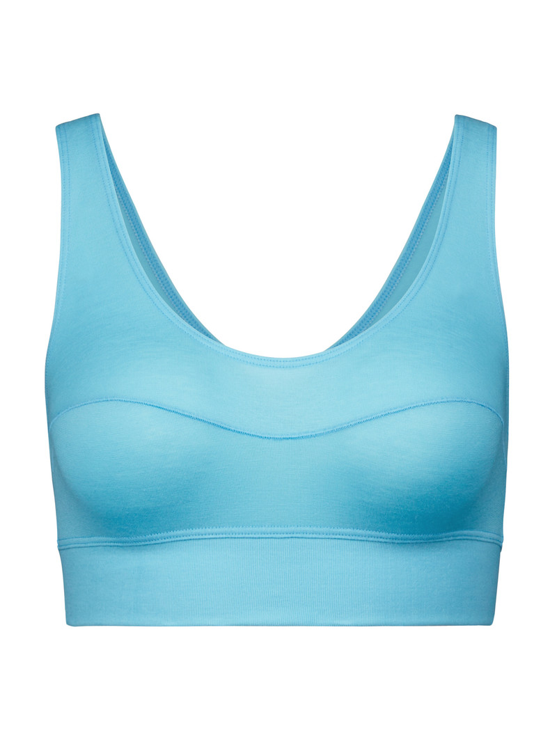 Women Calida Elastic Bustier Yoga Blue Topaz | 260954-YTC