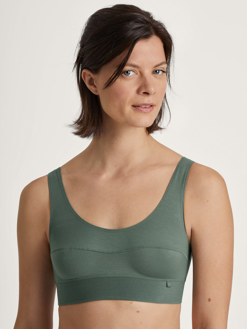 Women Calida Elastic Bustier Yoga Laurel Green | 904815-SUV