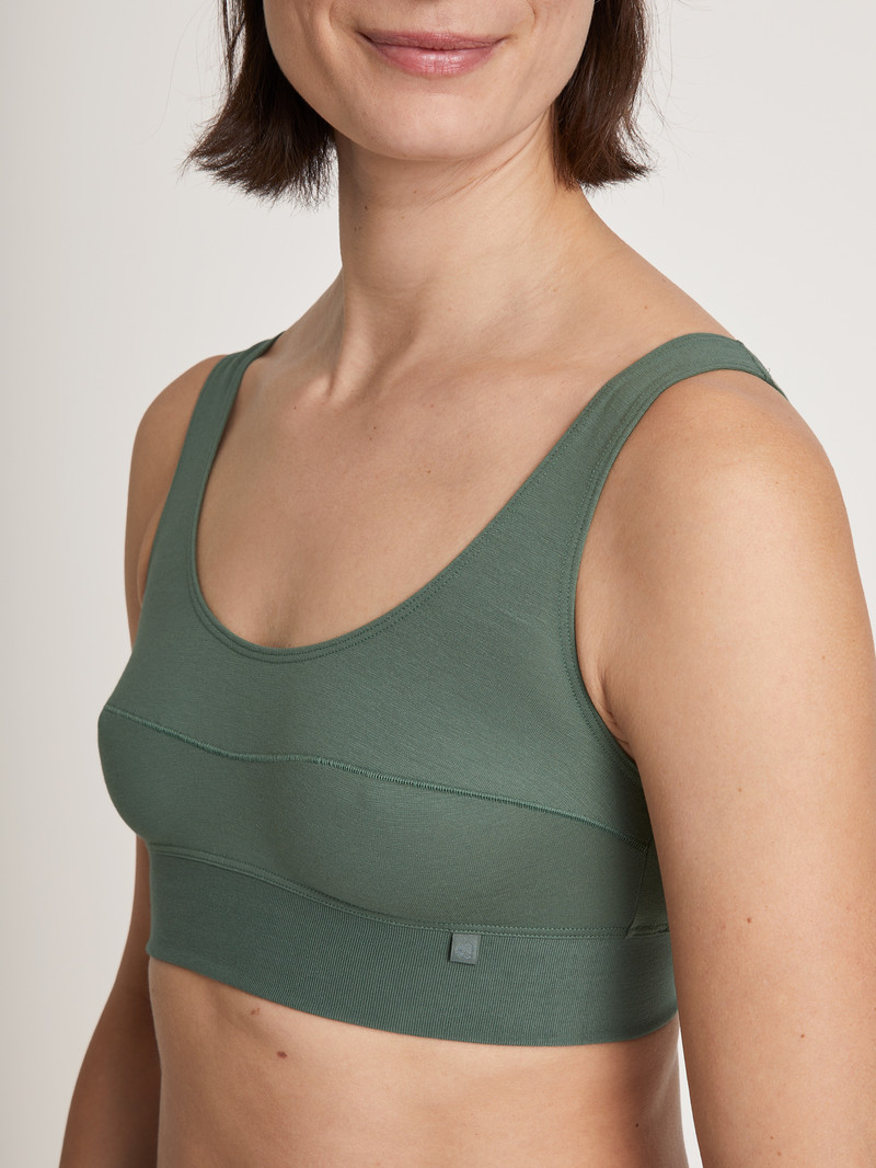 Women Calida Elastic Bustier Yoga Laurel Green | 904815-SUV