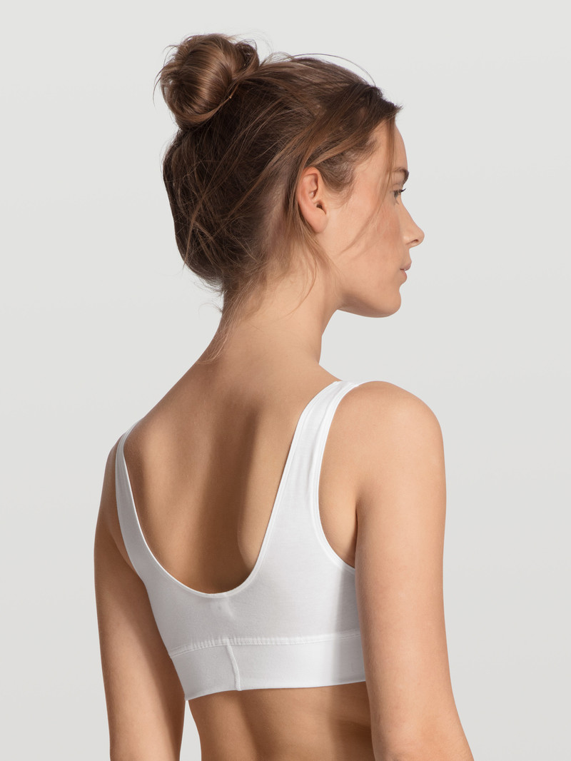 Women Calida Elastic Bustier Yoga Weiss | 871405-ITZ