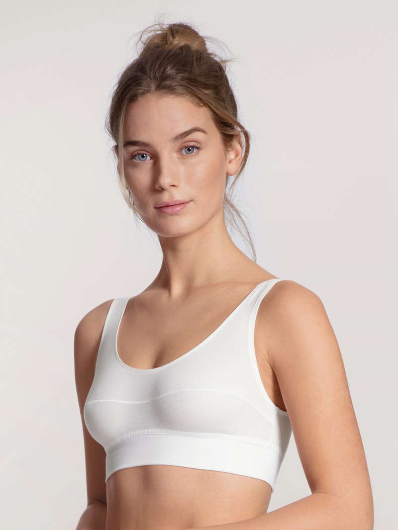 Women Calida Elastic Bustier Yoga Weiss | 871405-ITZ