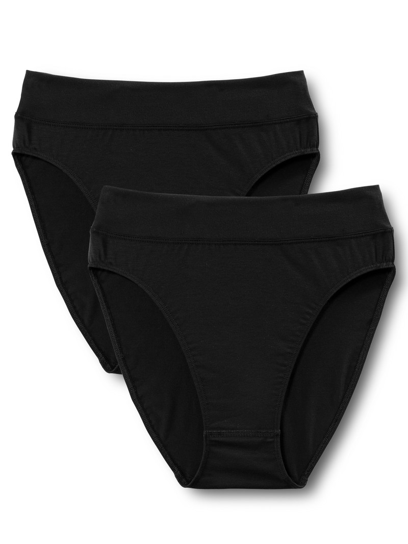 Women Calida Elastic Duopack Brief Soft Waistband, High Waist Underwear Schwarz | 294780-RDC