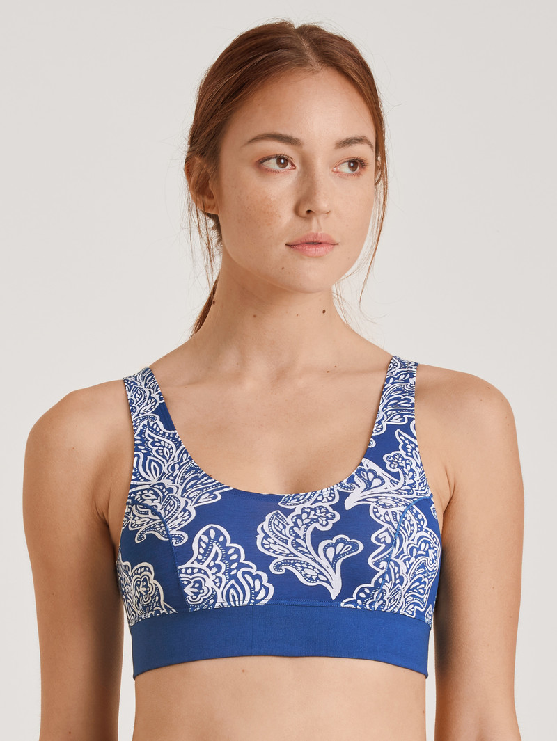 Women Calida Elastic Trend Bustier Yoga Sodalite Blue | 947835-PLT