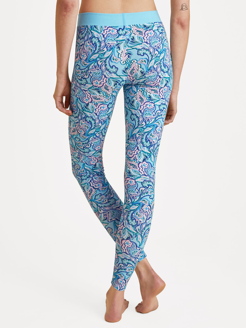 Women Calida Elastic Trend Leggings Yoga Blue Topaz | 708516-UGS