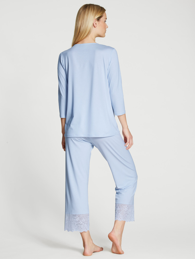 Women Calida Elegant Dreams 7/8 Pyjama Sleepwear Harmony Blue | 478915-GLU