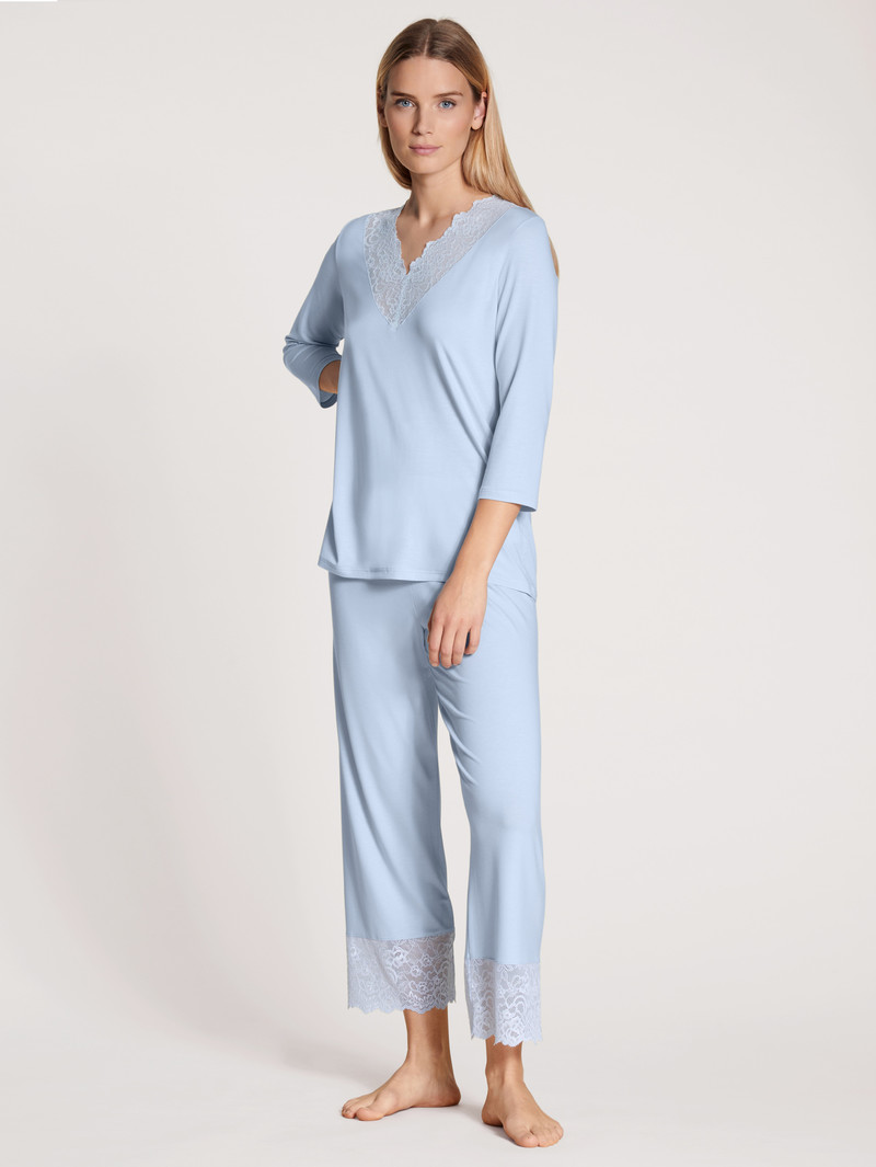 Women Calida Elegant Dreams 7/8 Pyjama Sleepwear Harmony Blue | 478915-GLU