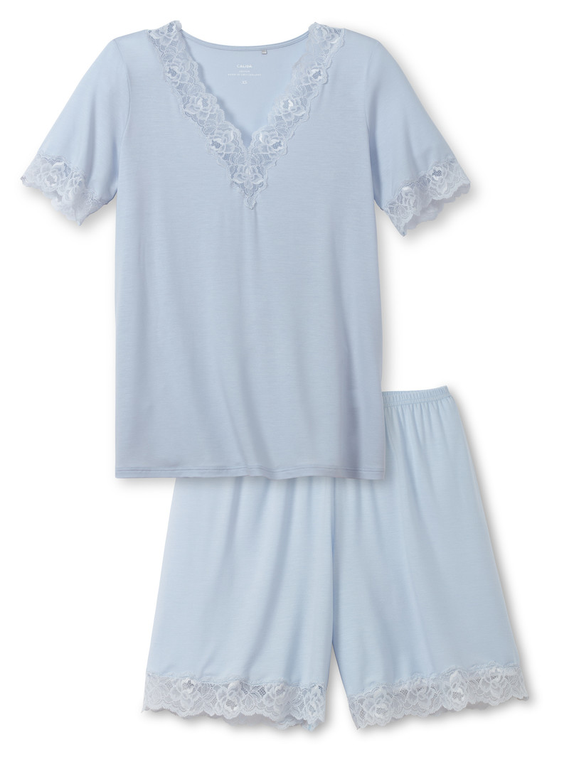 Women Calida Elegant Dreams Short Pyjama Sleepwear Harmony Blue | 784902-VJC