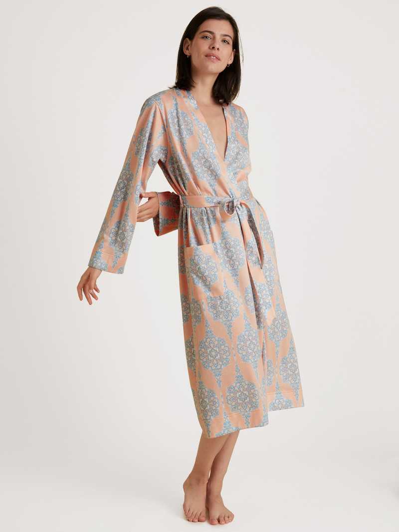 Women Calida Favourites Balance Kimono, Length 120cm Bathrobes Peach Parfait | 295104-UWF