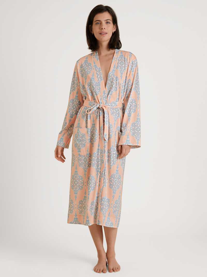 Women Calida Favourites Balance Kimono, Length 120cm Bathrobes Peach Parfait | 295104-UWF