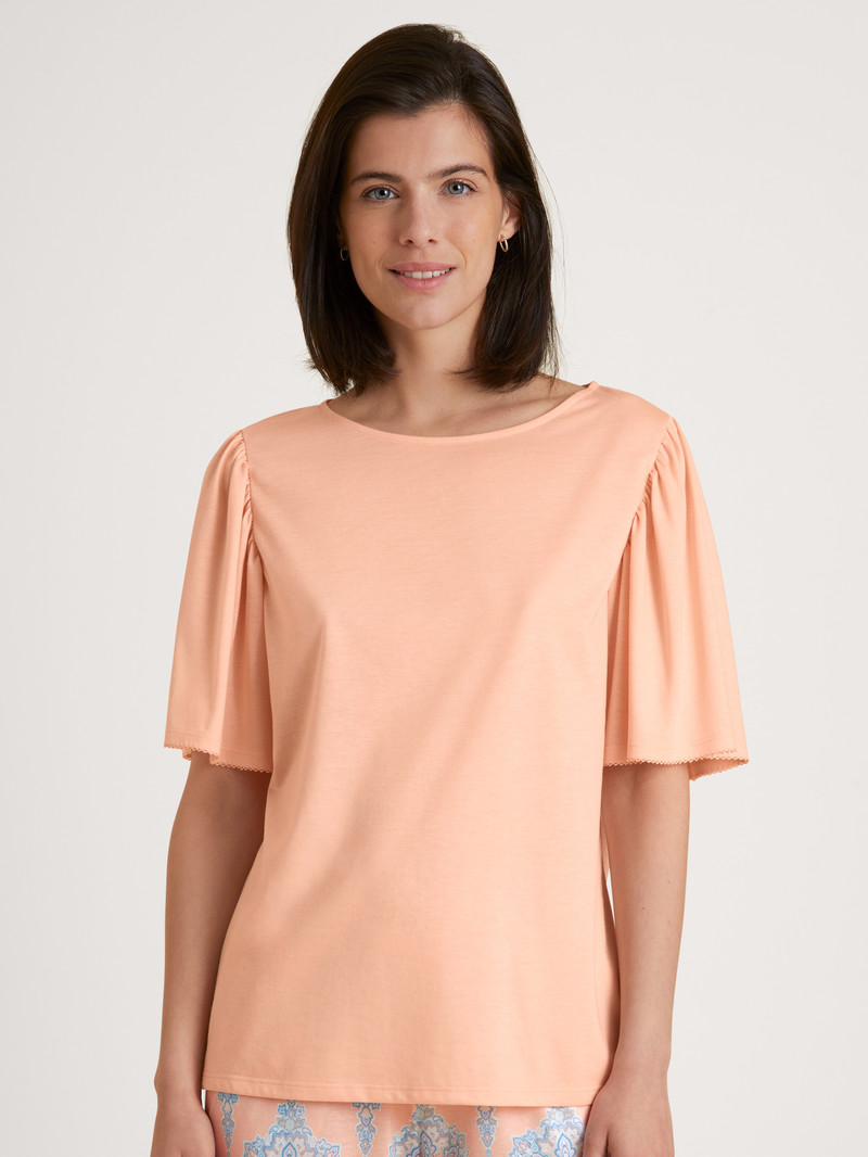 Women Calida Favourites Balance Shirt Short Sleeve Sleepwear Peach Parfait | 012638-NHY