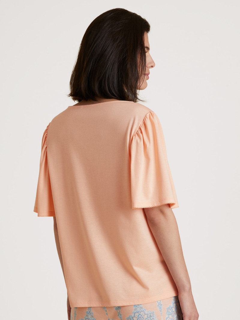 Women Calida Favourites Balance Shirt Short Sleeve Sleepwear Peach Parfait | 012638-NHY