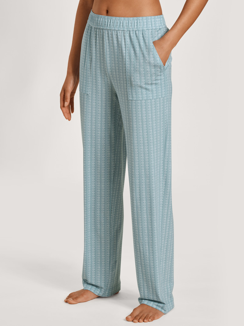 Women Calida Favourites Desert Pants Sleepwear Blue Satin | 049815-DNV