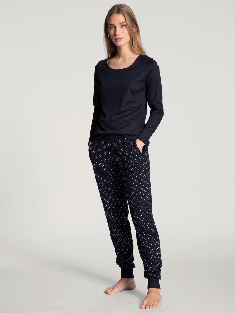 Women Calida Favourites Dreams Pants With Cuff Sleepwear Dark Lapis Blue | 374158-END