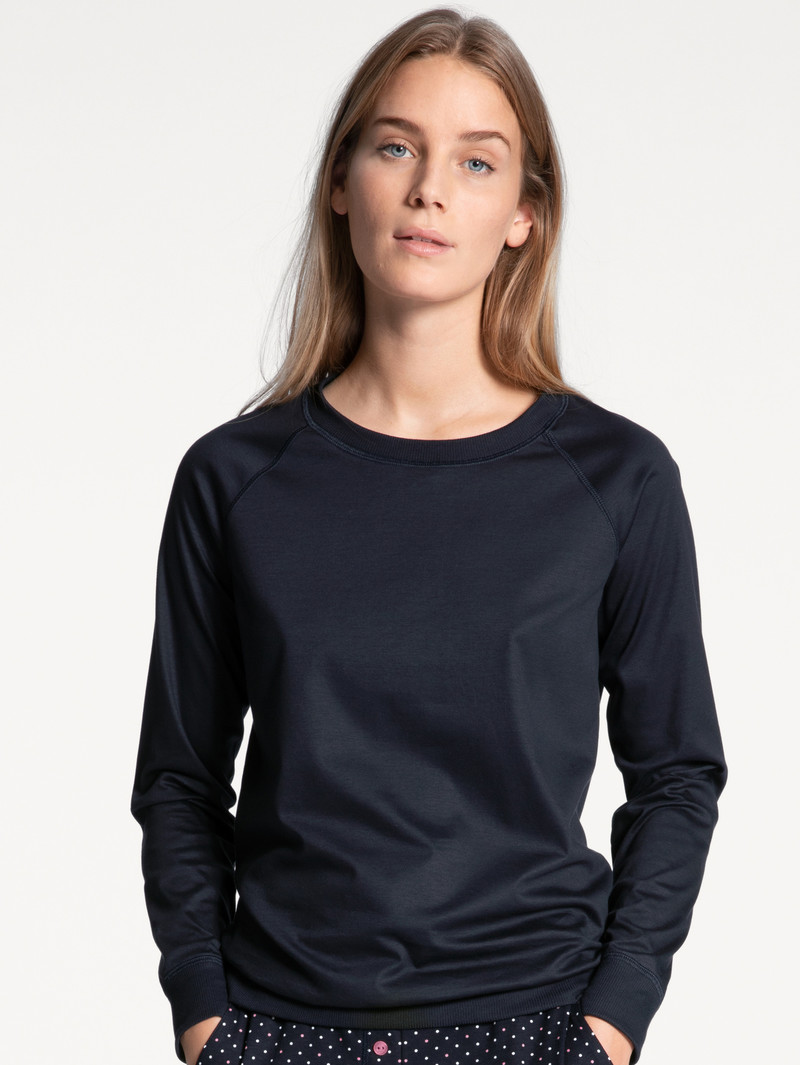 Women Calida Favourites Dreams Shirt Long Sleeve Yoga Dark Lapis Blue | 193762-KFG