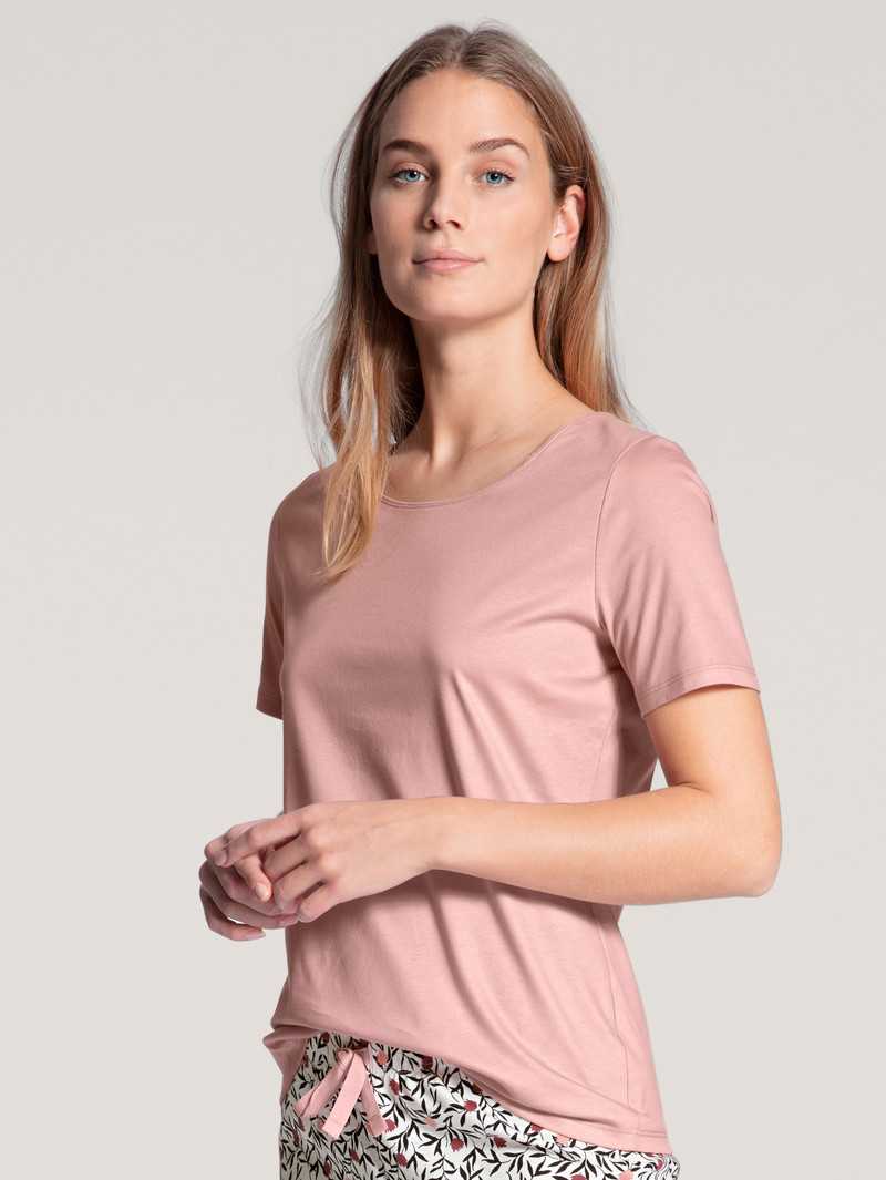 Women Calida Favourites Dreams Shirt Short Sleeve Sleepwear Rose Bud | 528461-OQC