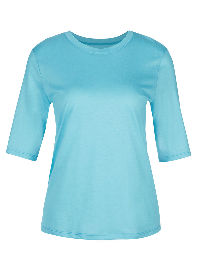 Women Calida Favourites Energy Shirt Short Sleeve Loungewear Blue Topaz | 730429-WSC