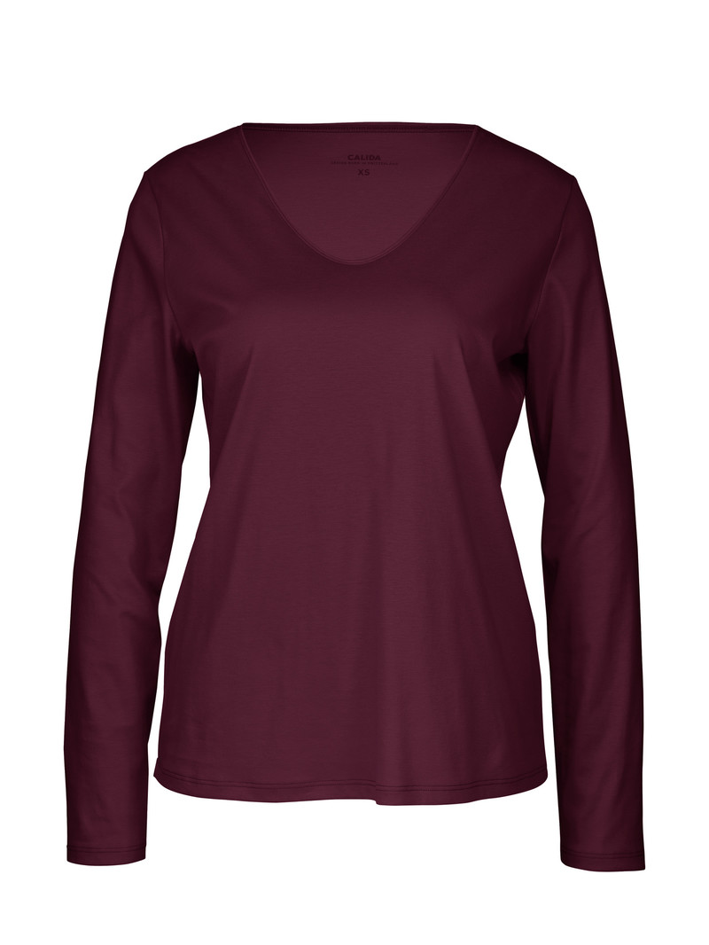 Women Calida Favourites Ground Shirt Long Sleeve Sleepwear Port Royal Red | 217560-HVD