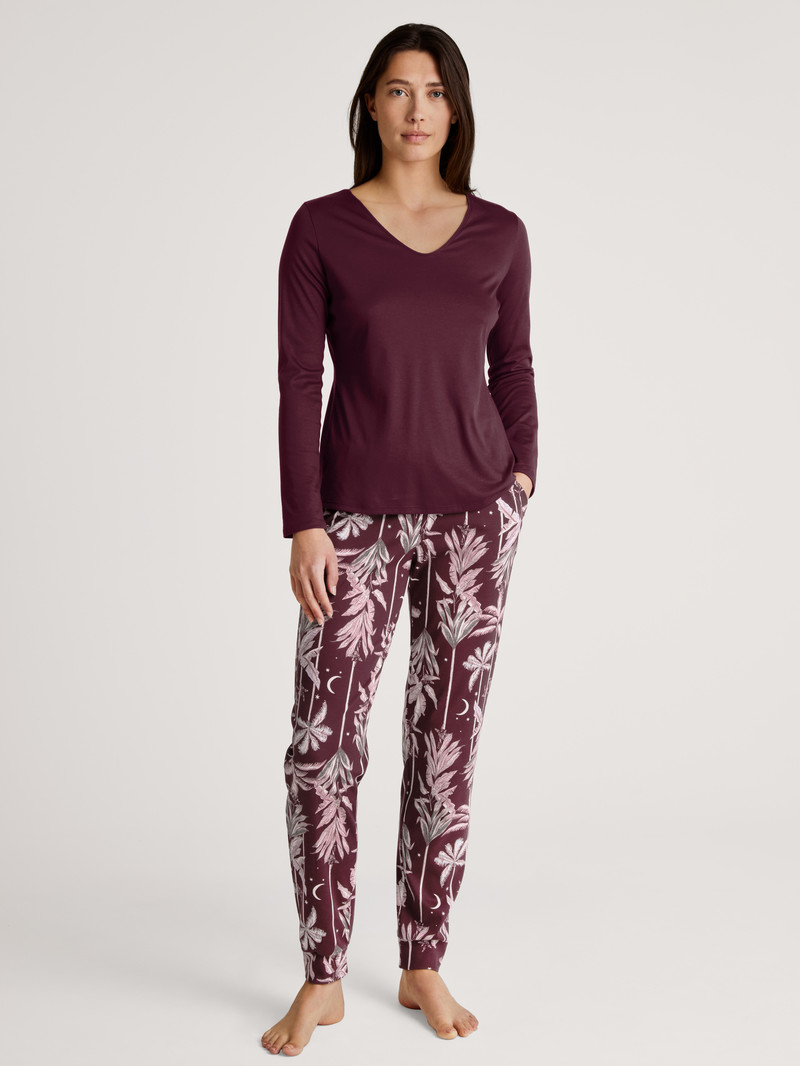 Women Calida Favourites Ground Shirt Long Sleeve Loungewear Port Royal Red | 364728-FWU