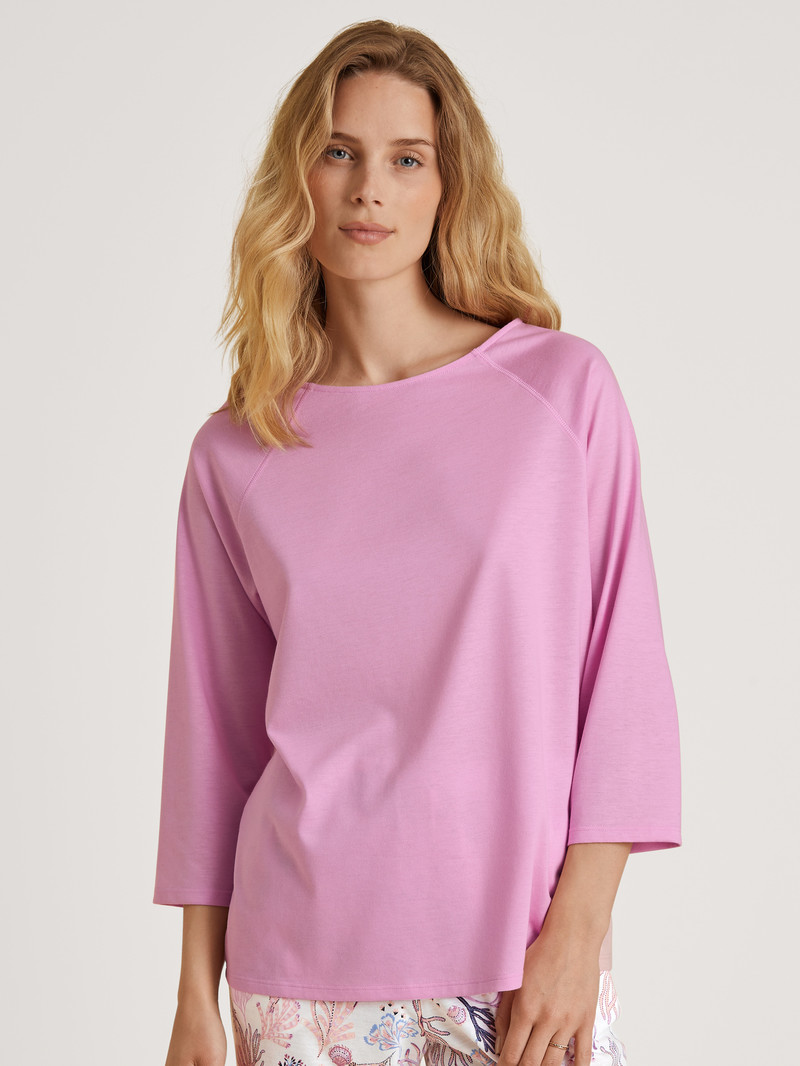 Women Calida Favourites Harmony Shirt 3/4 Sleeve Sleepwear Bubble Gum Pink | 753812-SNR