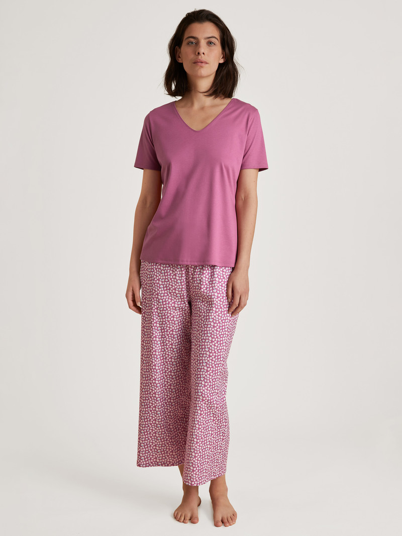 Women Calida Favourites Harmony V-shirt Sleepwear Red Violet | 461987-PIZ