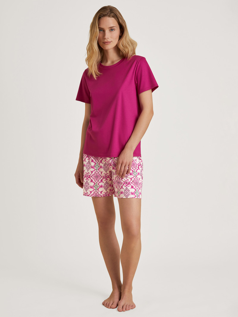 Women Calida Favourites Healing Shirt Short Sleeve Sleepwear Orchid Flower | 239687-VSM