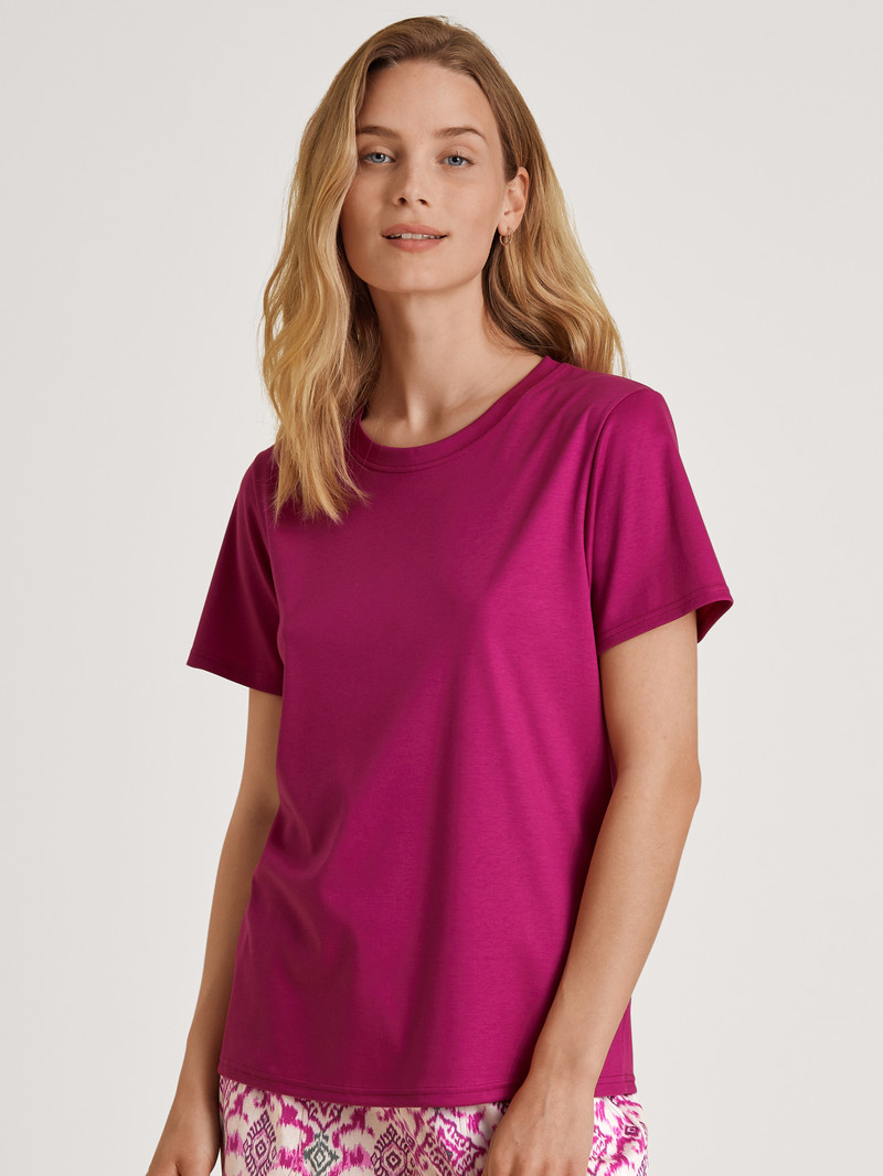 Women Calida Favourites Healing Shirt Short Sleeve Loungewear Orchid Flower | 743510-AJZ