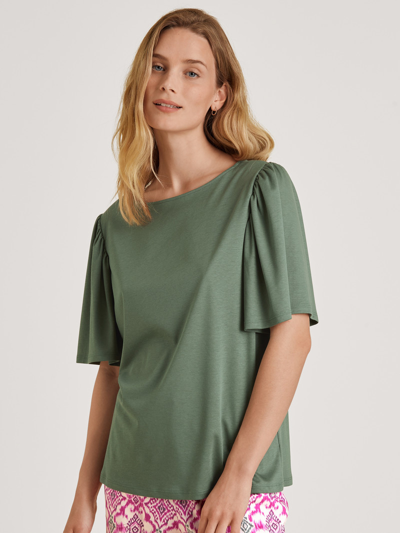 Women Calida Favourites Healing Shirt Short Sleeve Loungewear Laurel Green | 906835-AZB