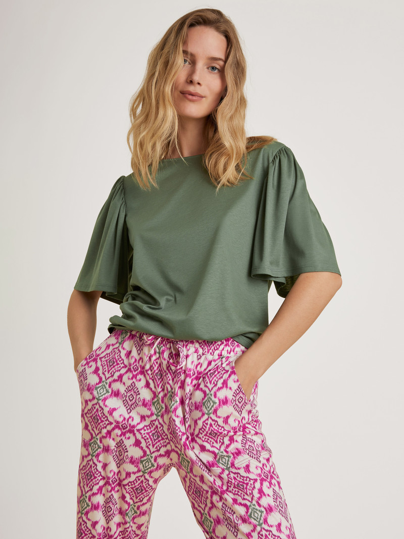 Women Calida Favourites Healing Shirt Short Sleeve Loungewear Laurel Green | 906835-AZB