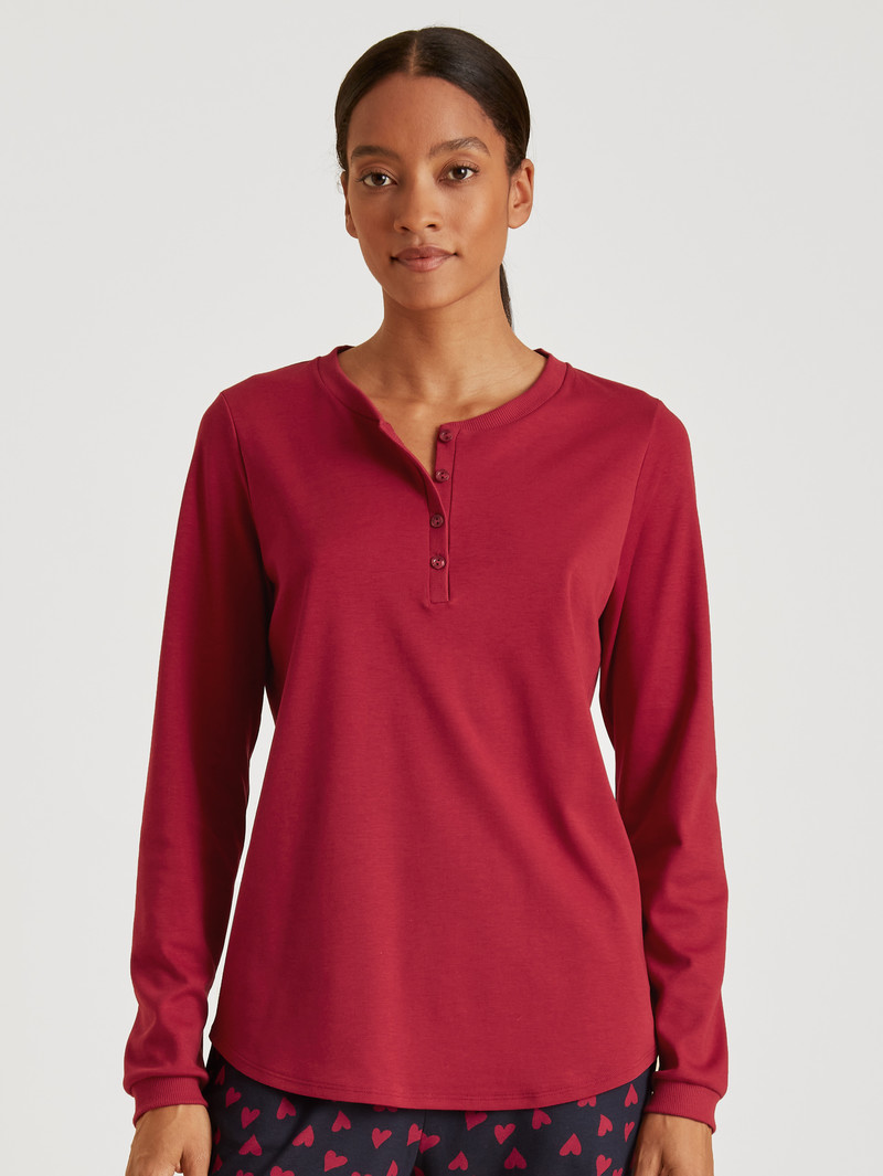 Women Calida Favourites Holidays Shirt Long-sleeve Loungewear Rio Red | 279405-ABL