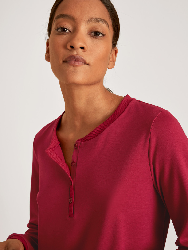 Women Calida Favourites Holidays Shirt Long-sleeve Loungewear Rio Red | 279405-ABL