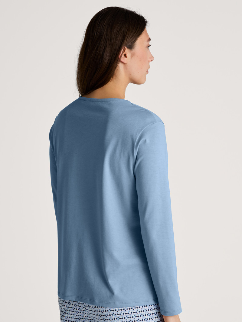 Women Calida Favourites Joy Shirt Long Sleeve Sleepwear Endless Sky | 926317-ATX