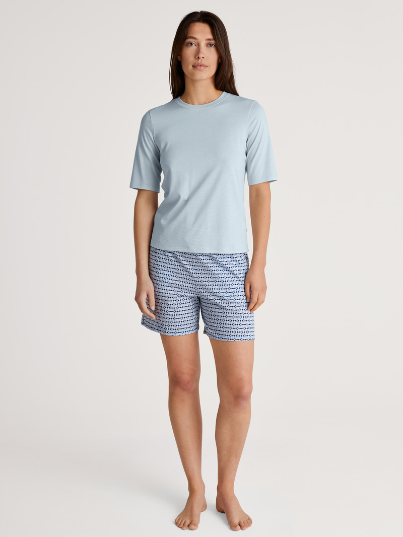 Women Calida Favourites Joy Shirt Short Sleeve Sleepwear Arctic Ice | 836540-EBF