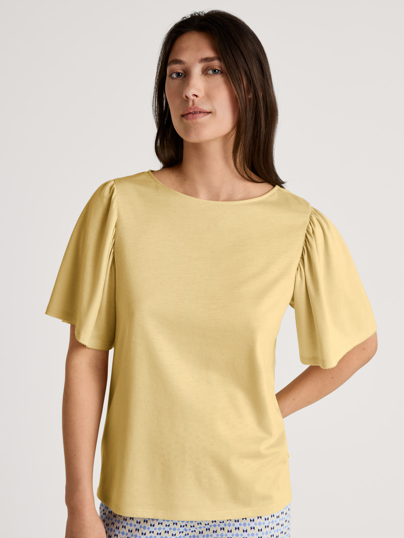 Women Calida Favourites Joy Shirt Short Sleeve Loungewear Straw | 760241-RPG