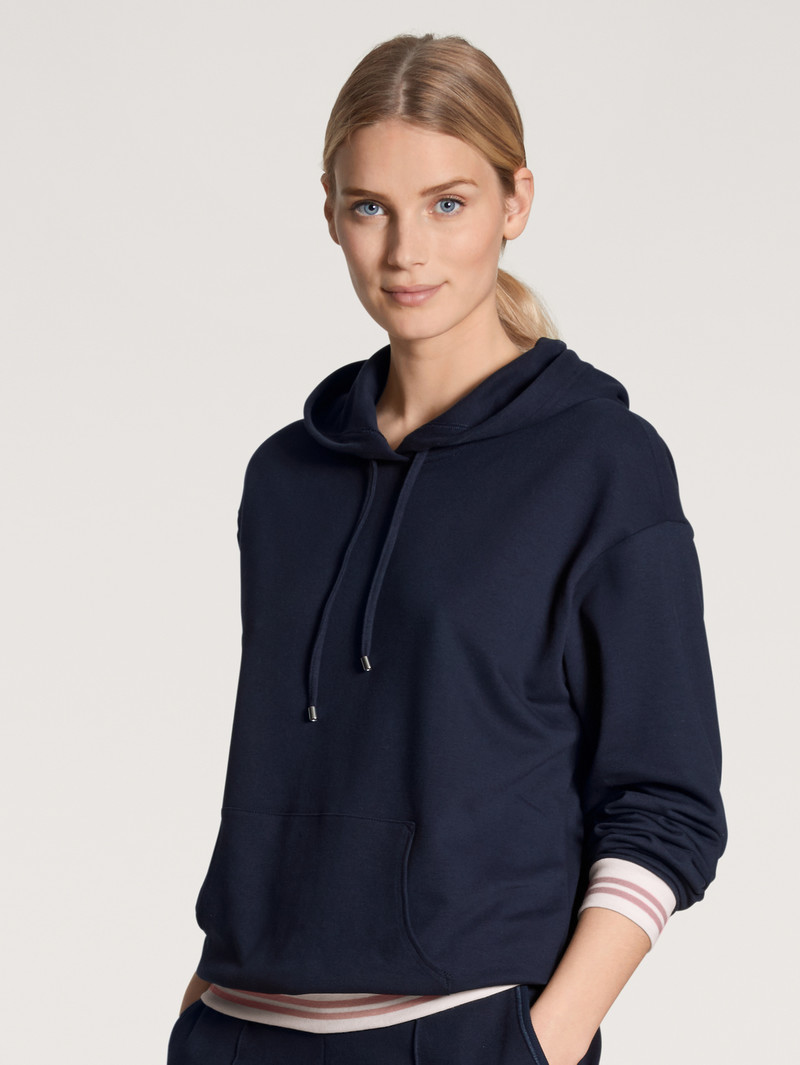 Women Calida Favourites Lounge Hoodie Loungewear Dark Lapis Blue | 719645-IWE