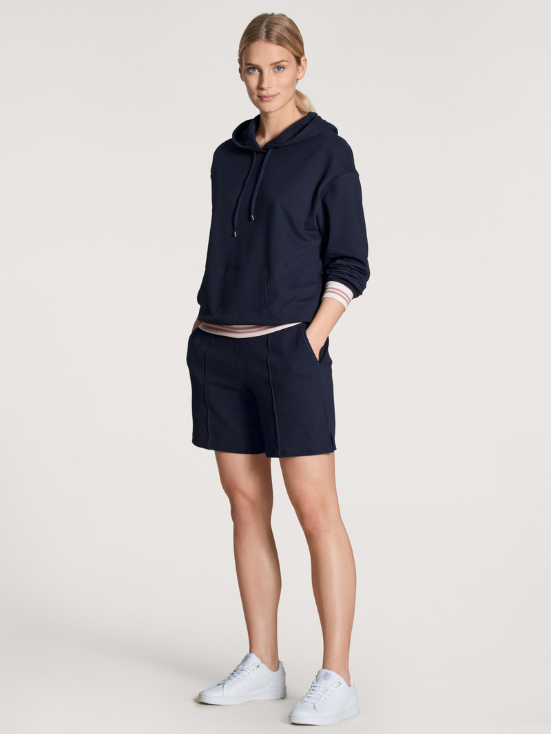 Women Calida Favourites Lounge Hoodie Loungewear Dark Lapis Blue | 719645-IWE