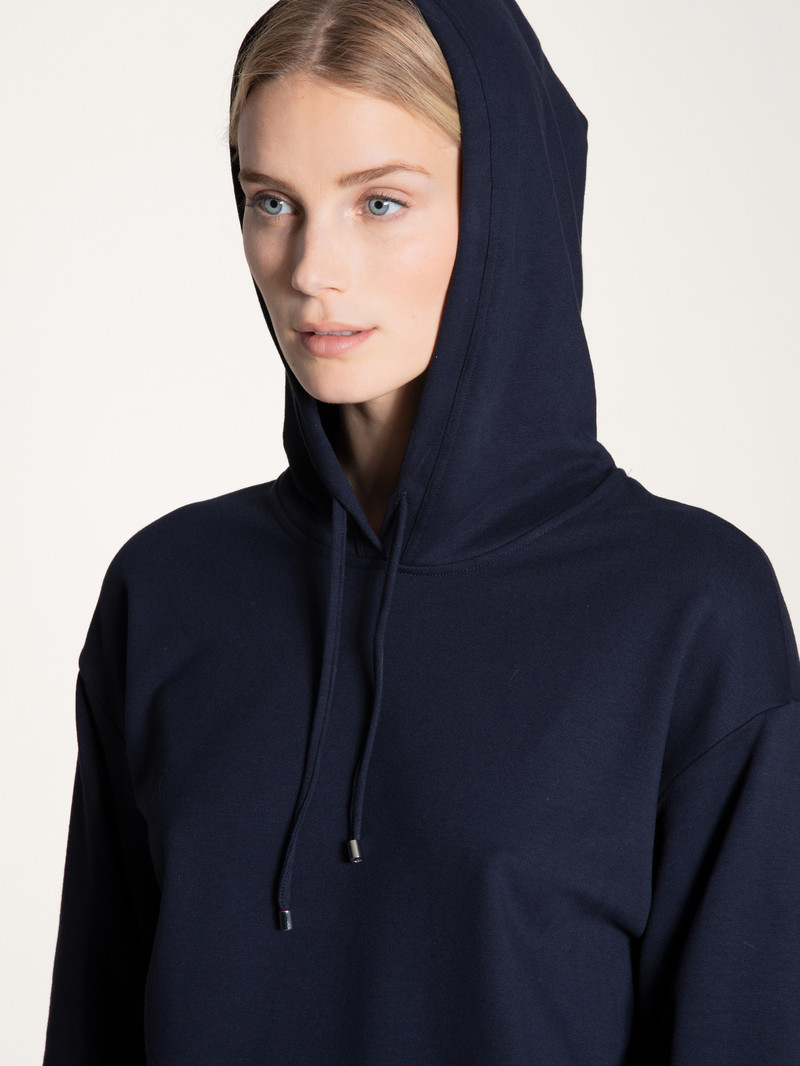 Women Calida Favourites Lounge Hoodie Loungewear Dark Lapis Blue | 719645-IWE