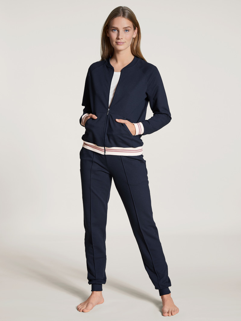 Women Calida Favourites Lounge Jacket Yoga Dark Lapis Blue | 270648-XCM