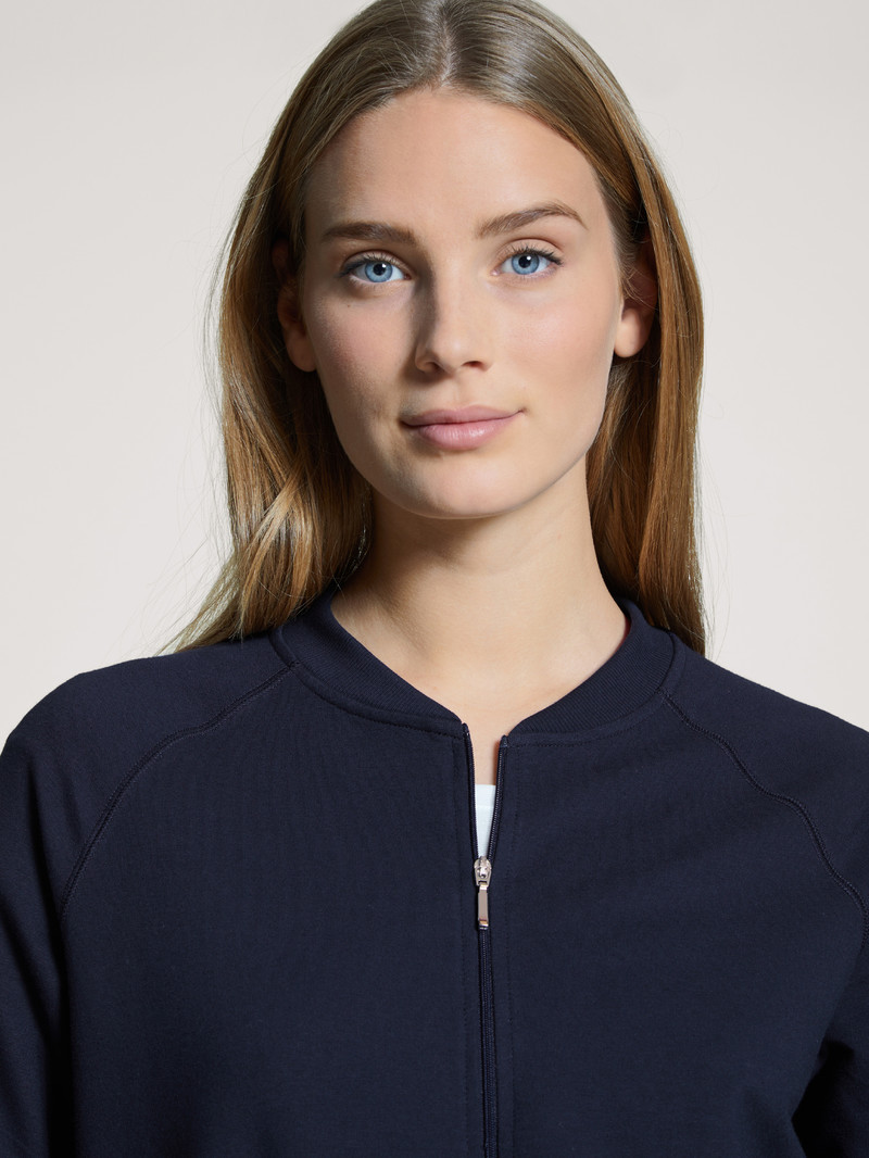 Women Calida Favourites Lounge Jacket Yoga Dark Lapis Blue | 270648-XCM