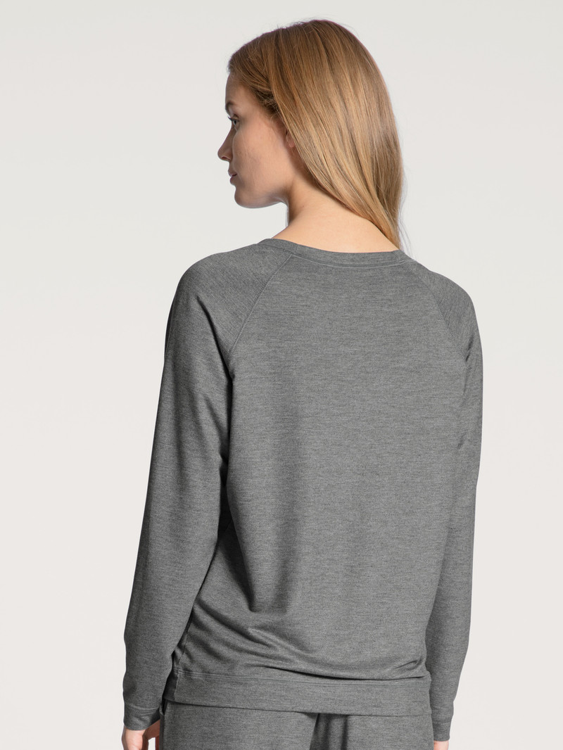 Women Calida Favourites Lounge Shirt Long Sleeve, French Terry Yoga Urban Grey Mele | 690457-TMC