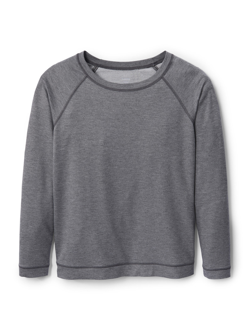 Women Calida Favourites Lounge Shirt Long Sleeve, French Terry Yoga Urban Grey Mele | 690457-TMC